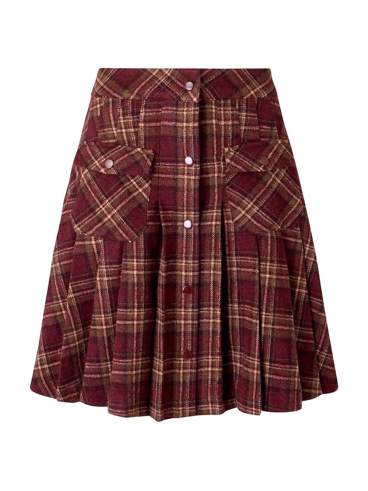 Joe Browns Red Checked Pleated Mini Skirt With Pockets - Image 5 of 5 Joe Browns Red Checked Pleated Mini Skirt With Pockets - Image 5 of 5
