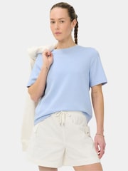 Μπλε - Sweaty Betty Μπλούζα Elevated Cotton σε ίσια γραμμή - Εικόνα 1 από 4