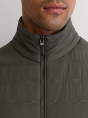 Reiss Army Green Newford Quilted Funnel-Neck Knitted Gilet - Image 3 of 8