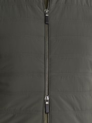Reiss Army Green Newford Quilted Funnel-Neck Knitted Gilet - Image 5 of 8