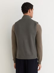 Reiss Army Green Newford Quilted Funnel-Neck Knitted Gilet - Image 6 of 8