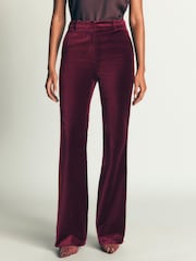Boden Purple Flare Velvet Trousers - Image 4 of 7