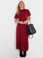 Joe Browns Red Petite Ditsy Dreams High Neck Jersey Maxi Dress - Image 1 of 5