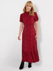 Joe Browns Red Petite Ditsy Dreams High Neck Jersey Maxi Dress - Image 2 of 5
