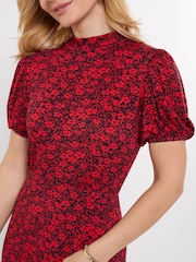 Joe Browns Red Petite Ditsy Dreams High Neck Jersey Maxi Dress - Image 4 of 5