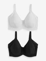 Black/White F-K Cup Under Arm Smoothing Non Pad Wired Minimising Ultimate Comfort Bras 2 Pack - Image 9 of 12
