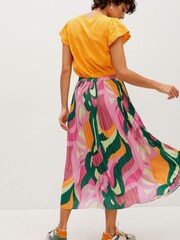 Oliver Bonas Green Abstract Swirl Print Plisse Midi Skirt - Image 3 of 8