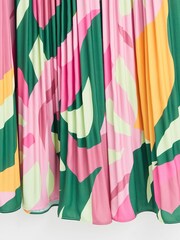 Oliver Bonas Green Abstract Swirl Print Plisse Midi Skirt - Image 6 of 8
