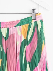 Oliver Bonas Green Abstract Swirl Print Plisse Midi Skirt - Image 8 of 8
