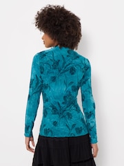 Joe Browns High Neck Jersey Top With Flocked Floral Design - Attēls 4 no 6
