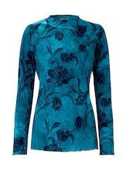 Joe Browns High Neck Jersey Top With Flocked Floral Design - Attēls 6 no 6