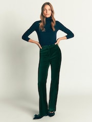 Boden Green Flare Velvet Trousers - Image 4 of 7