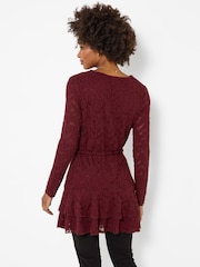 Joe Browns Red Belted Lace Tunic Top With Frill Skirt Detail - Image 4 of 6