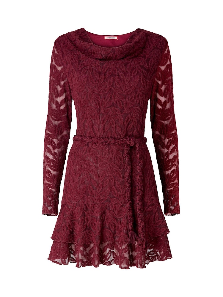 Joe Browns Red Belted Lace Tunic Top With Frill Skirt Detail - Image 6 of 6