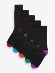 Contrast Heel 5 Pack Cushioned Sole Comfort Socks - Image 2 of 8