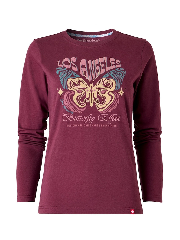 Joe Browns Red Long Sleeve Butterfly Graphic T-Shirt - Image 5 of 5 Joe Browns Red Long Sleeve Butterfly Graphic T-Shirt - Image 5 of 5