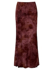 Joe Browns Red Floral Flocked Maxi Skirt With Washed Effect - Image 6 of 6