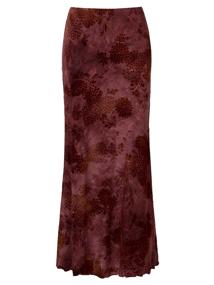 Joe Browns Red Floral Flocked Maxi Skirt With Washed Effect - Image 6 of 6 Joe Browns Red Floral Flocked Maxi Skirt With Washed Effect - Image 6 of 6