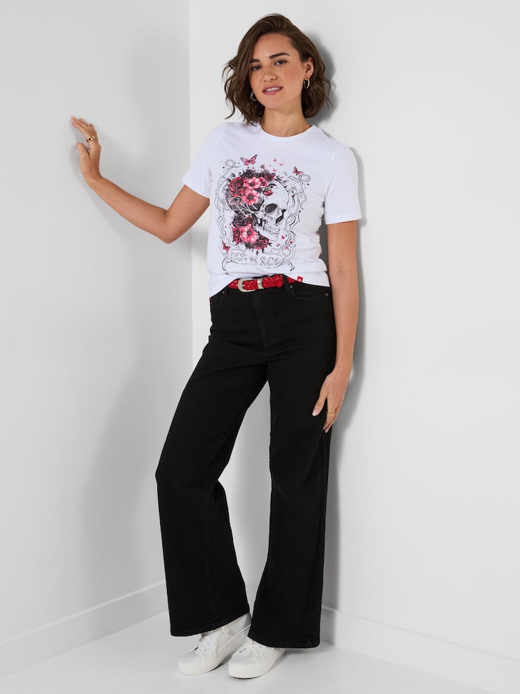 Joe Browns White Short Sleeve Skull Graphic T-Shirt - Image 2 of 5