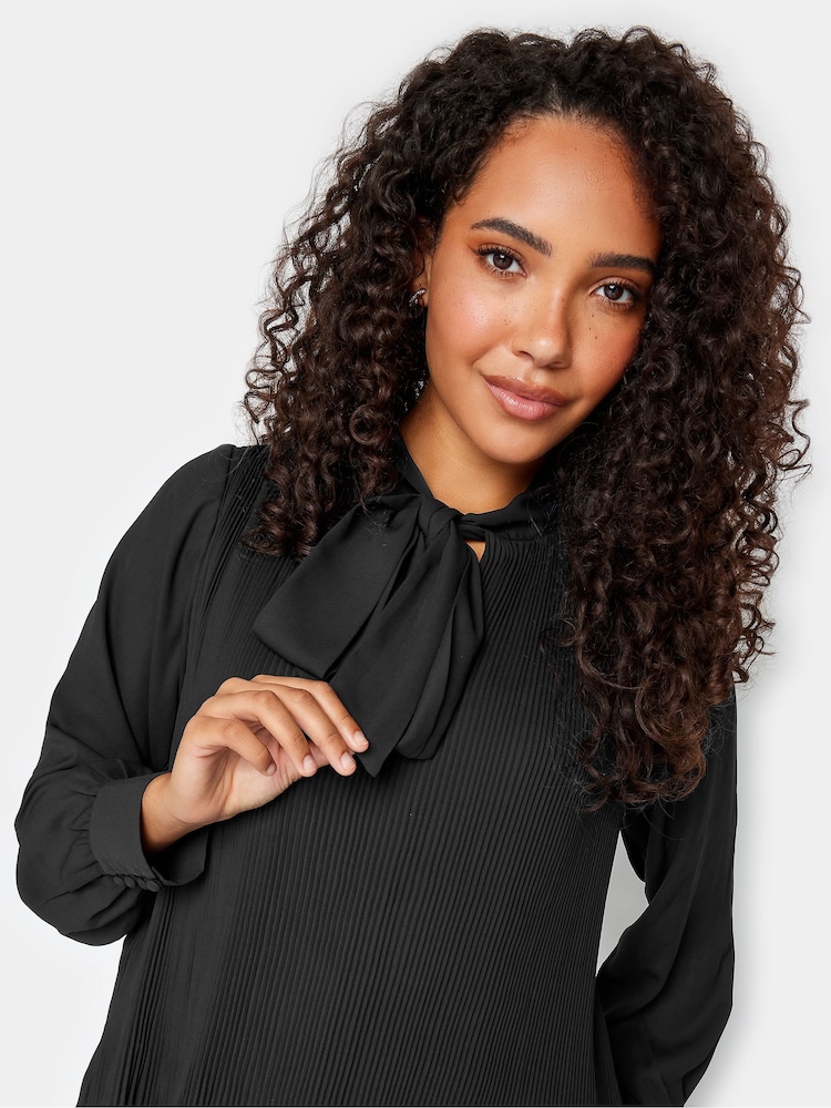M&Co Black Pleated Bow Blouse - Image 4 of 4 M&Co Black Pleated Bow Blouse - Image 4 of 4