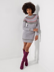 Joe Browns Grey Floral Fairisle Knitted Dress - Image 4 of 5