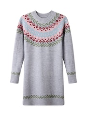 Joe Browns Grey Floral Fairisle Knitted Dress - Image 5 of 5