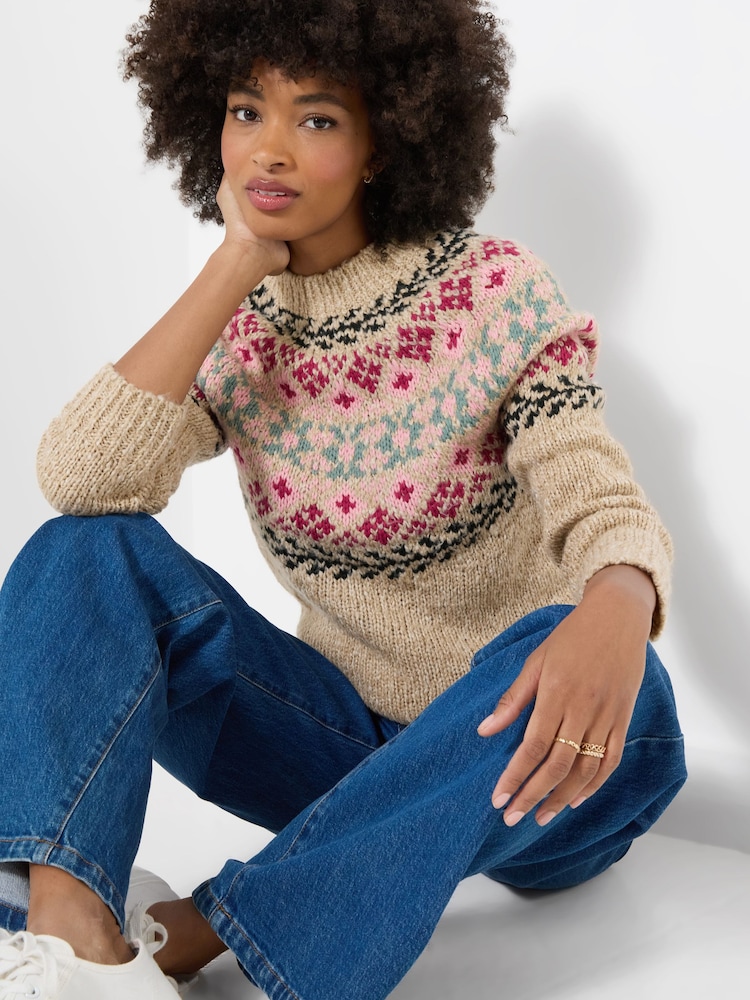 Joe Browns Cream Trinnie Floral Fairisle Jumper - Image 2 of 7 Joe Browns Cream Trinnie Floral Fairisle Jumper - Image 2 of 7