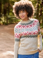 Joe Browns Cream Trinnie Floral Fairisle Jumper - Image 6 of 7
