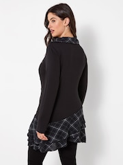Joe Browns Black Checked Cowl Neck Tunic Top With Button Detailing - Image 5 of 8