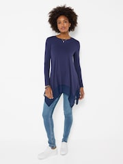 Joe Browns Blue Matilda Jersey Longline Top With Chiffon Trim - Image 2 of 6