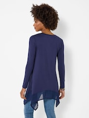Joe Browns Blue Matilda Jersey Longline Top With Chiffon Trim - Image 3 of 6