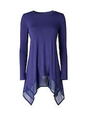 Joe Browns Blue Matilda Jersey Longline Top With Chiffon Trim - Image 6 of 6