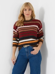 Joe Browns Brown Autumn Days Fluffy Striped Jumper - Image 1 of 5