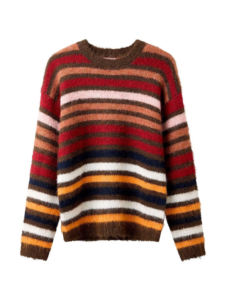 Joe Browns Brown Autumn Days Fluffy Striped Jumper - Image 5 of 5 Joe Browns Brown Autumn Days Fluffy Striped Jumper - Image 5 of 5