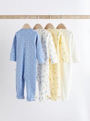 Blue Baby Two Way 100% Cotton Zip Sleespuits 4 Pack (0mths-2yrs) - Image 2 of 12