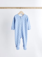 Blue Baby Two Way 100% Cotton Zip Sleespuits 4 Pack (0mths-2yrs) - Image 3 of 12