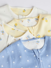 Blue Baby Two Way 100% Cotton Zip Sleespuits 4 Pack (0mths-2yrs) - Image 8 of 12