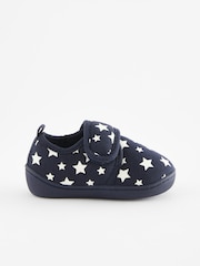 Navy Glow in the Dark Star Touch Fastening Cupsole Print Slippers - Image 2 of 7