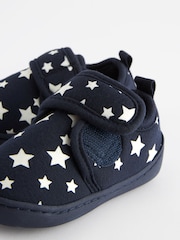 Navy Glow in the Dark Star Touch Fastening Cupsole Print Slippers - Image 3 of 7