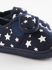 Navy Glow in the Dark Star Touch Fastening Cupsole Print Slippers - Image 6 of 7