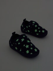 Navy Glow in the Dark Star Touch Fastening Cupsole Print Slippers - Image 7 of 7