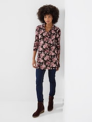 Joe Browns Pink Collared Floral Print Jersey Longline Top - Image 3 of 5