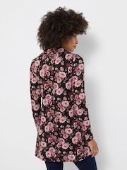 Joe Browns Pink Collared Floral Print Jersey Longline Top - Image 4 of 5