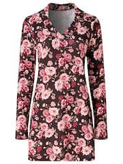 Joe Browns Pink Collared Floral Print Jersey Longline Top - Image 5 of 5