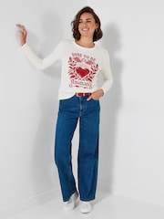 Joe Browns Waffle Textured Long Sleeve Jersey Top With Graphic - Attēls 2 no 5