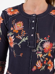 Zils - Joe Browns Alises apdrukāts rievots Henley tops - Attēls 4 no 5