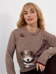Joe Browns Brown Cooper Embroidered Fluffy Dog Jumper - Image 5 of 6