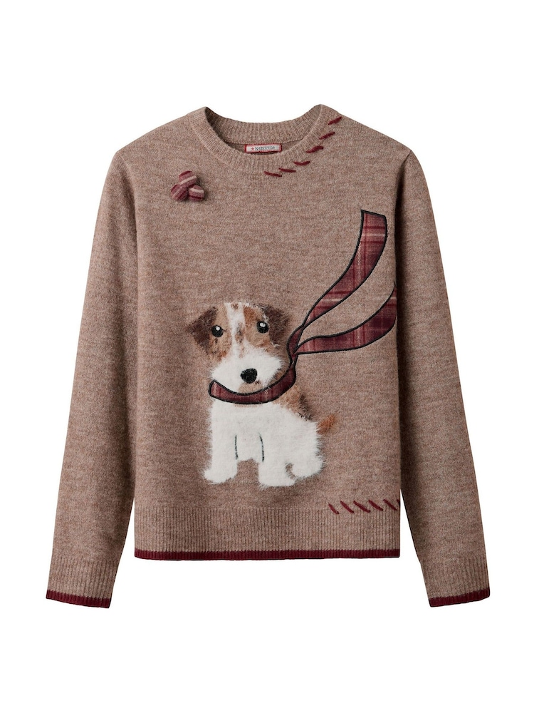 Joe Browns Brown Cooper Embroidered Fluffy Dog Jumper - Image 6 of 6