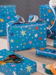 Hallmark Blue 3 x 2M Colourful Stars Wrapping Paper - Image 1 of 4