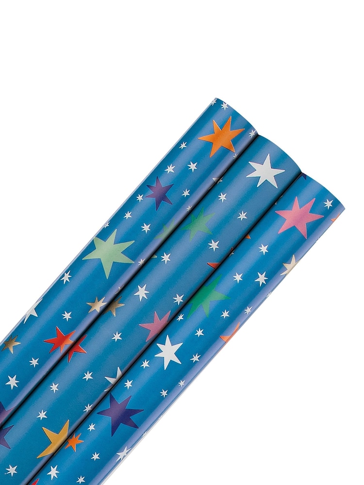 Hallmark Blue 3 x 2M Colourful Stars Wrapping Paper - Image 4 of 4